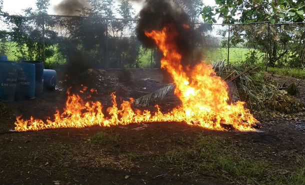 Policía Nacional incinera cocaína encontrada en costas de Poneloya