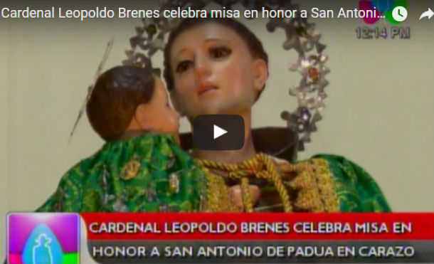 Cardenal Leopoldo Brenes celebra misa en honor a San Antonio de Padua en Carazo