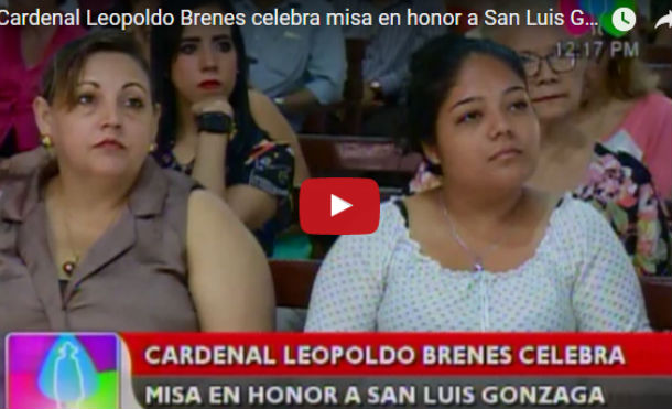 Cardenal Leopoldo Brenes celebra misa en honor a San Luis Gonzaga