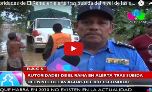 Autoridades de El Rama en alerta tras subida del nivel de las aguas del Río Escondido