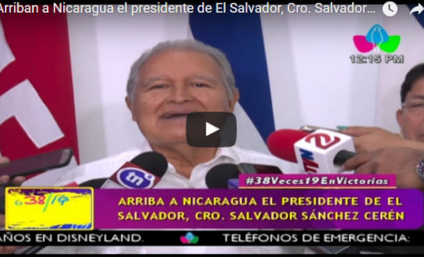 Arriban a Nicaragua el presidente de El Salvador, Cro. Salvador Sánchez Cerén