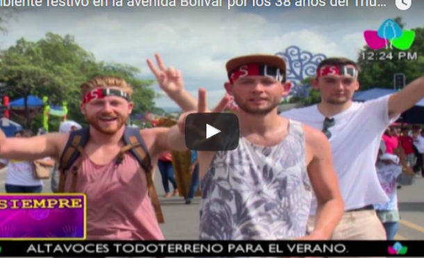 Ambiente festivo en la avenida Bolívar por los 38 años del Triunfo de la Revolución Sandinista