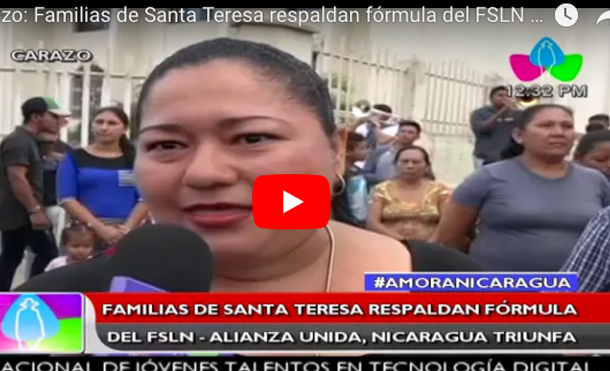 Carazo: Familias de Santa Teresa respaldan fórmula del FSLN Alianza Unida Nicaragua Triunfa