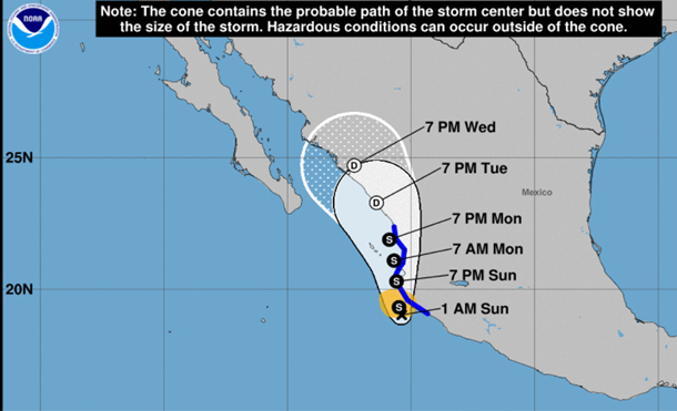 La tormenta Pilar se formó frente a la costa de México en el Pacífico y golpea con fuertes lluvias