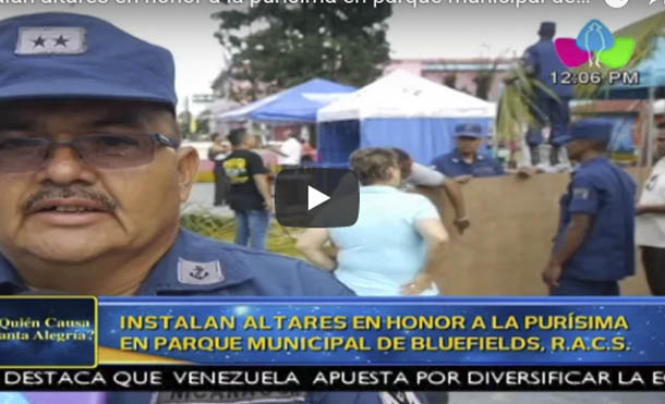 Instalan altares en honor a la purísima en parque municipal de Bluefields, R.A.C.S