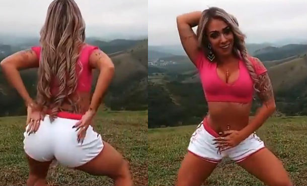 Bella brasileña realizó esta candente coreografía en el campo