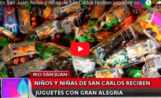 Río San Juan: Niños y niñas de San Carlos reciben juguetes con gran alegría