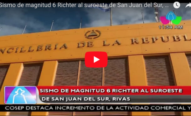 Sismo de magnitud 6 Richter al suroeste de San Juan del Sur, Rivas