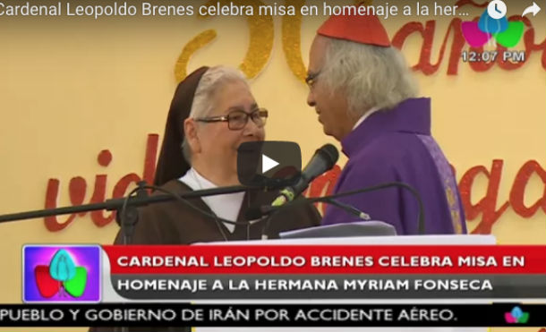 Cardenal Leopoldo Brenes celebra misa en homenaje a la hermana Myriam Fonseca