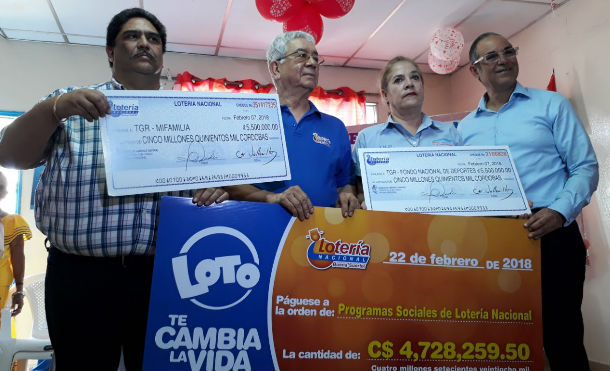 Lotería Nacional realiza entrega de utilidades correspondientes al mes de febrero