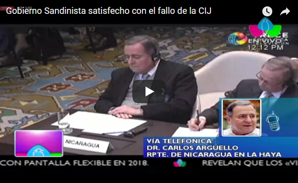 Gobierno Sandinista satisfecho con el fallo de la CIJ