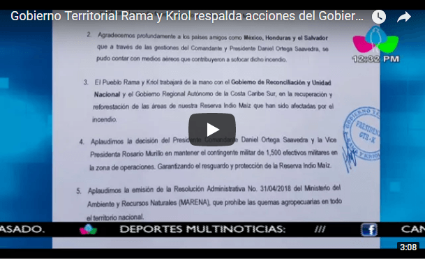 Gobierno Territorial Rama y Kriol respalda acciones del Gobierno Sandinista en Indio Maíz