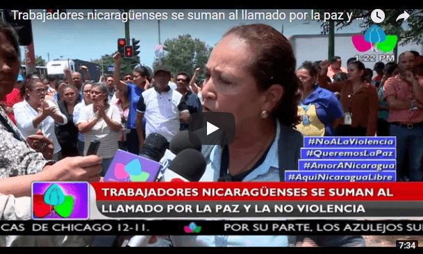 Trabajadores nicaragüenses se suman al llamado por la paz y la no violencia