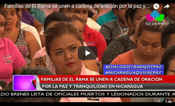 Familias de El Rama se unen a cadena de oración por la paz y tranquilidad en Nicaragua