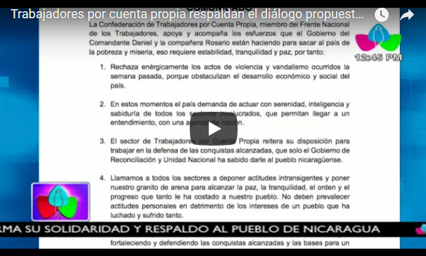 Trabajadores por cuenta propia respaldan el diálogo propuesto por el Presidente de la República