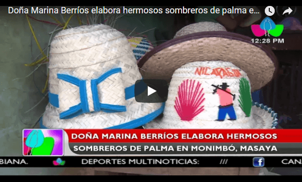 Doña Marina Berríos elabora hermosos sombreros de palma en Monimbó, Masaya