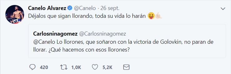 Saúl “Canelo” Álvarez responde a los tuiteros que lo abuchean