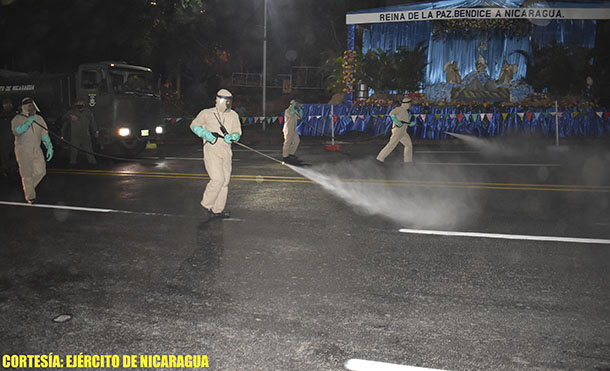 Foto Ejército de Nicaragua // Se desinfectó un área total de 179,256 metros cuadrados