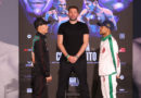 Román “Chocolatito” González y Francisco “El Gallo” Estrada durante el primer cara a cara en la conferencia de prensa que realizó la empresa DAZN, en el American AirLines Arena en Dallas, Texas