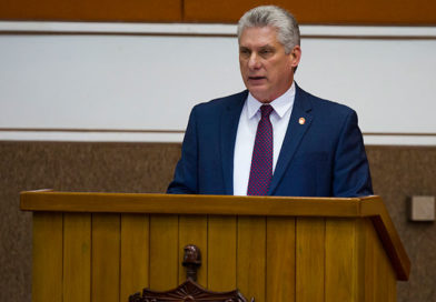 Presidente de la República de Cuba y Primer Secretario del Partido Comunista de Cuba, Miguel Díaz-Canel, durante el discurso que cerró la sesión de la Asamblea Nacional del Poder Popular