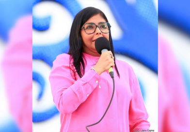 Delcy Rodríguez en la plaza de la Fe, durante el acto del 19 de julio de 2019