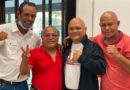 Eddy Sáenz, “Polvorita” Martínez, Rosendo Álvarez y Julio “Yambito” Gamboa en el encuentro de boxeadores de los 80s y 90s en el Parque Japón en Managua.