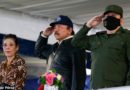 Presidente Comandante Daniel Ortega, la Vicepresidenta Compañera Rosario Murillo y el Comandante en jefe del Ejército de Nicaragua, general de Ejército Julio Cesar Avilés Castillo.