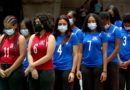 Jugadores de las selecciones invitadas en el Torneo Centroamericano Mayor de Voleibol Femenino en el Polideportivo Alexis Argüello.