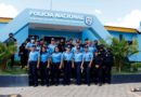 Agentes de la Policía Nacional frente a la estación en Nandaime