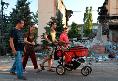 Residentes de Lisichansk, en la República Popular de Lugansk