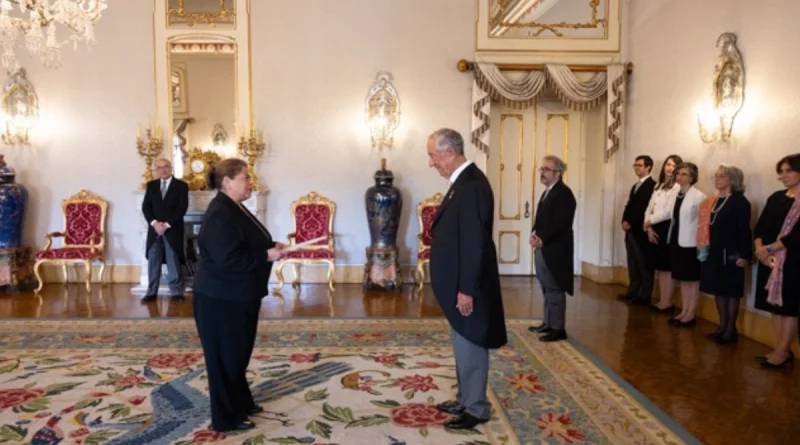 embajadora de nicaragua, sylvia miranda paniagua, cartas credenciales, nicarragua, portugal, presidente de la republica de portugal