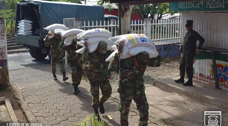 ejercito de nicaragua, chontales, juigalpa, merienda escolar, descargue, traslado, centro escolares,