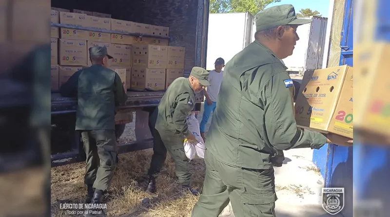 Ejército de Nicaragua, Estelí, merienda, merienda escolar, MINED, descargue,