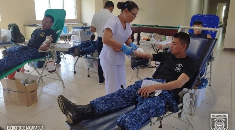 ejercito de nicaragua, fuerza naval, jornada de donacion de sangre, banco de sangre, nagarote, leon,