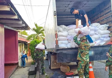 Nicaragua, ejercito de Nicaragua, insumos médicos, paquetes alimenticios, rio san Juan