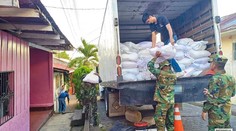 Nicaragua, ejercito de Nicaragua, insumos médicos, paquetes alimenticios, rio san Juan